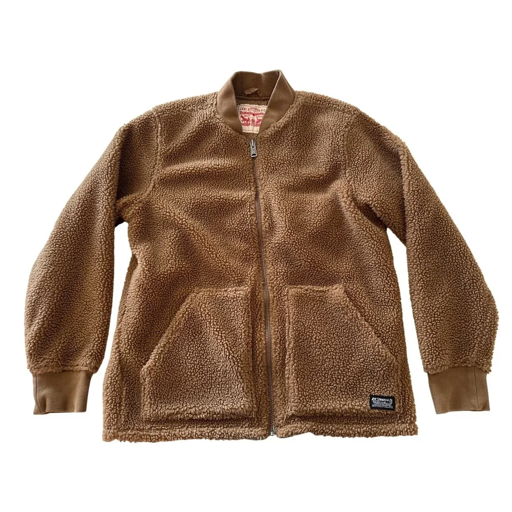 Levi Strauss & Co. Sherpa Fleece Jacket Brown Full Zip Size Medium